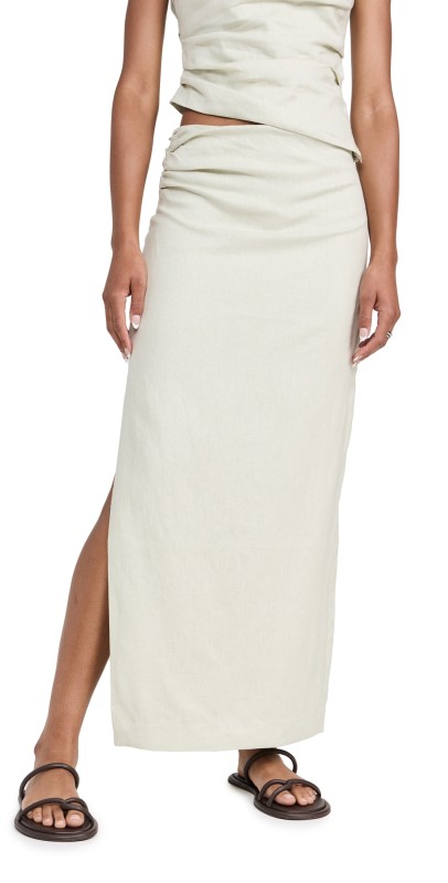 SIR. Iris Asymmetric Midi Skirt Light Sage