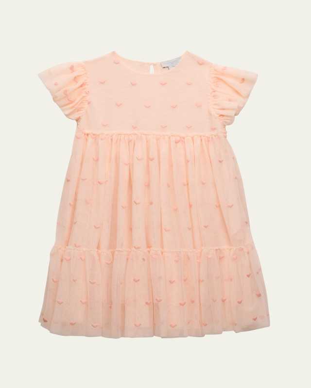 Girl's Tulle Heart Embroidered Dress, Size 4-1