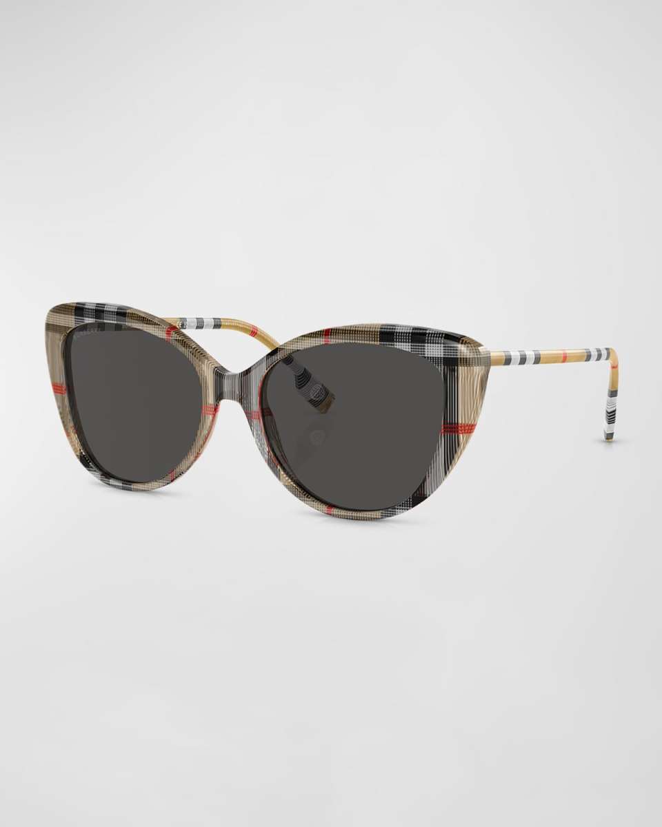 Check Acetate Cat-Eye Sunglasses