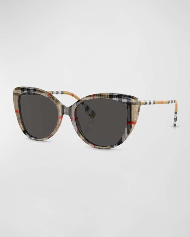 Check Acetate Cat-Eye Sunglasses