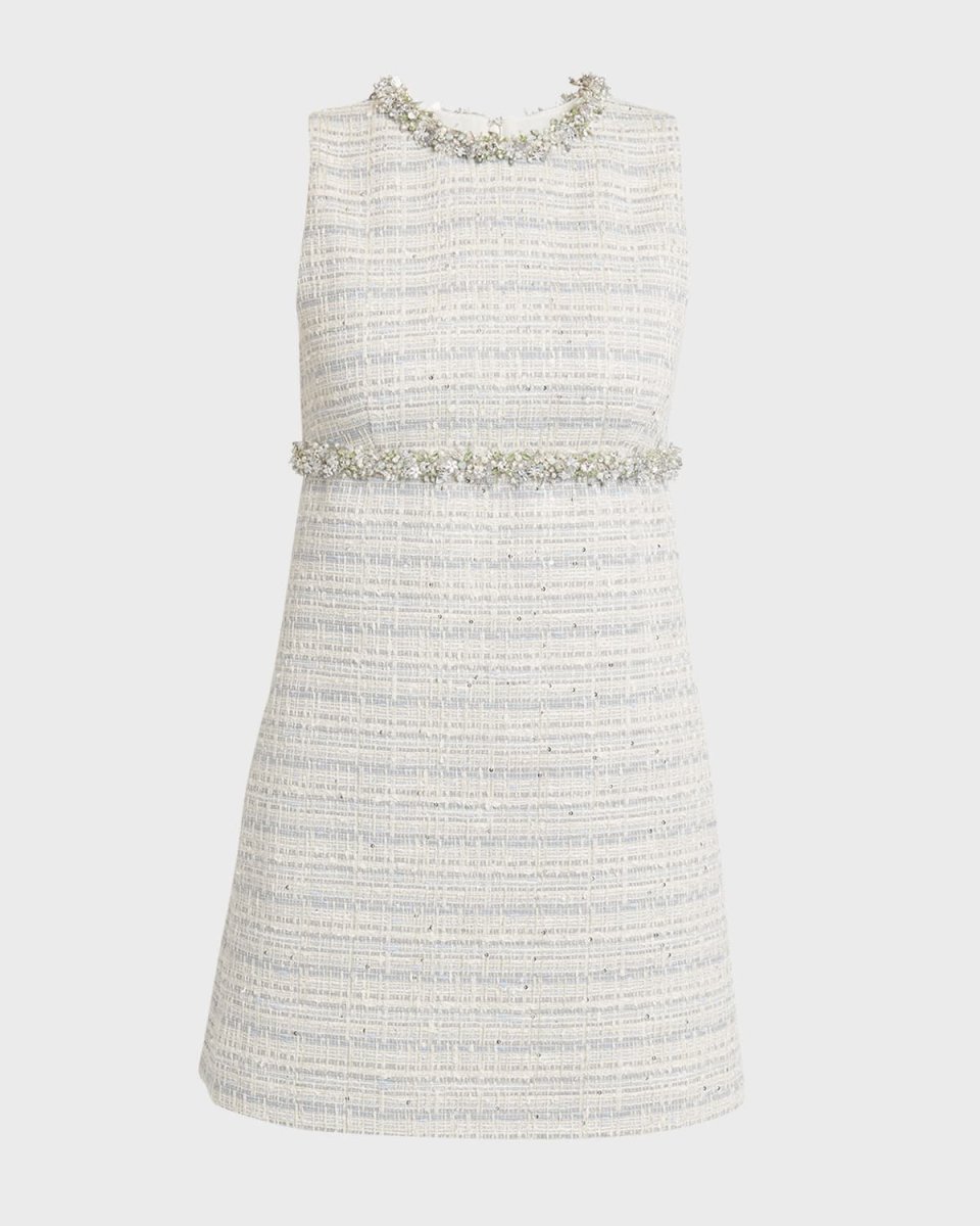 Crystal Sequined Tweed Mini Dress