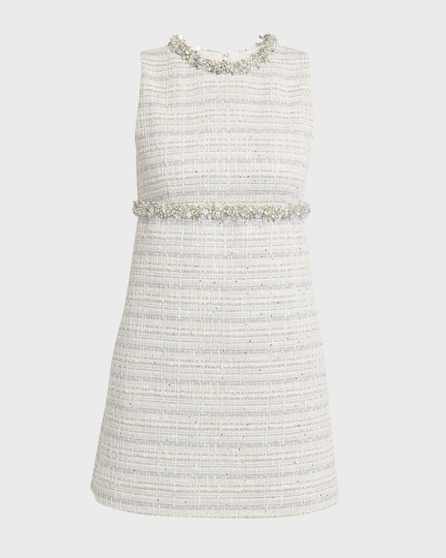 Crystal Sequined Tweed Mini Dress