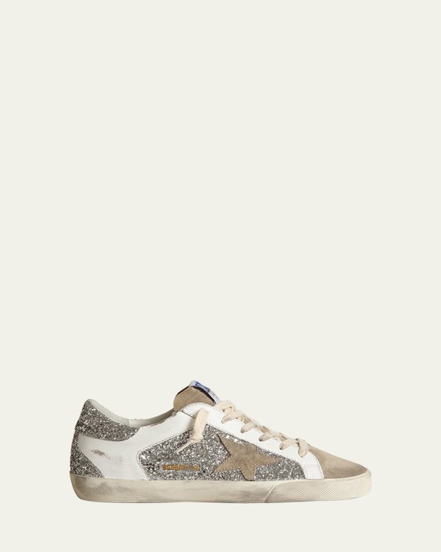 Superstar Leather Glitter Low-Top Sneakers