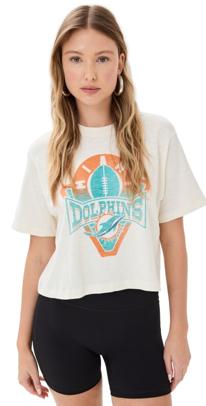 Junk Food Dolphins Crop Tee White