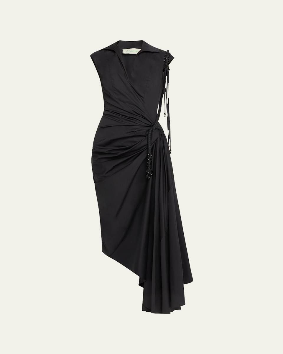 Crystal Draped Asymmetric Shirtdress