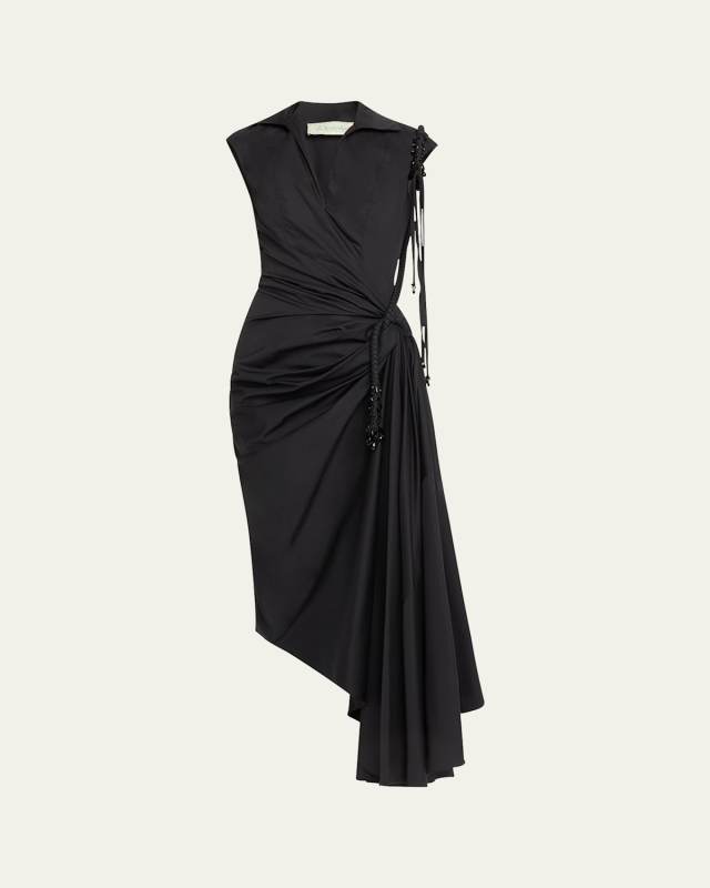 Crystal Draped Asymmetric Shirtdress