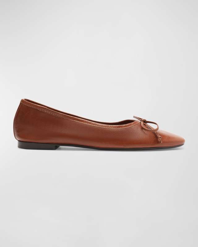 Arissa Leather Bow Ballerina Flats