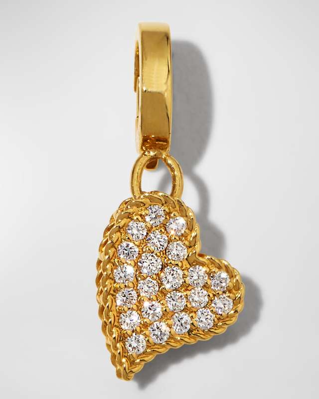 18K Yellow Gold Diamond Heart Charm