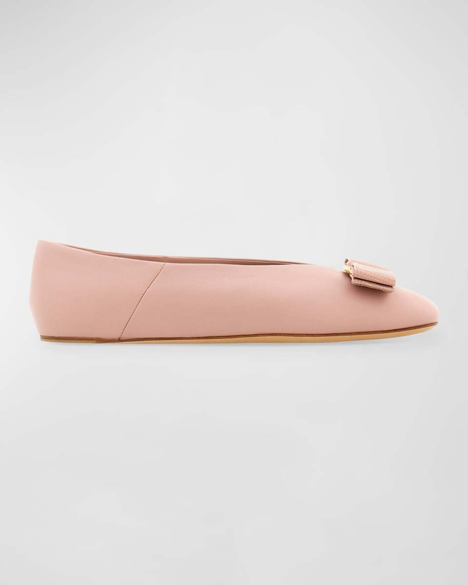 Vanna Calfskin Bow Ballerina Flats