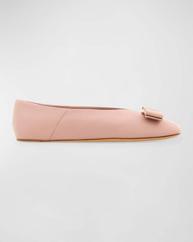 Vanna Calfskin Bow Ballerina Flats
