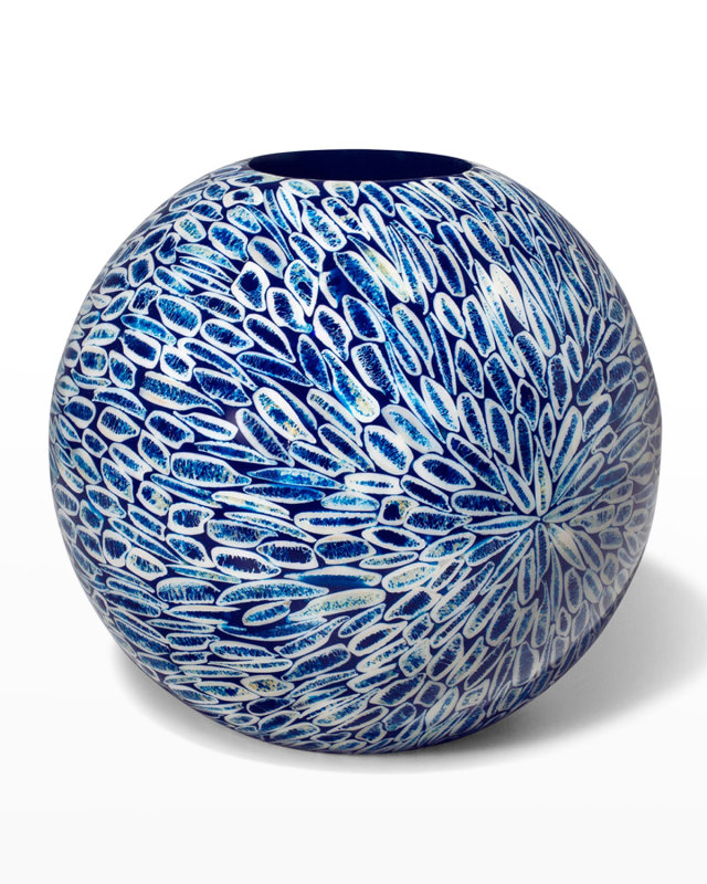 12" Blue Almendro Rose Bowl Vase