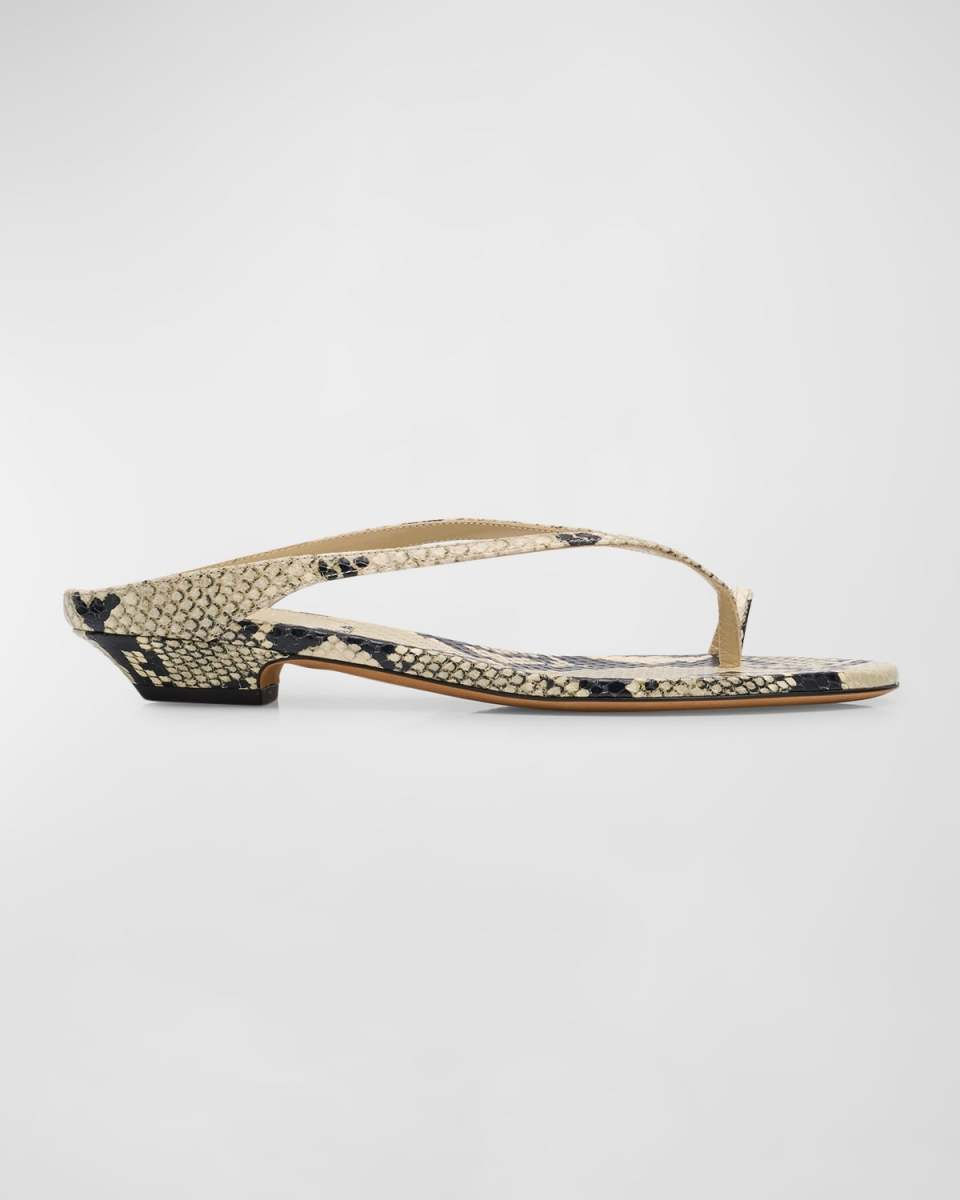 Marion Python-Embossed Slide Sandals