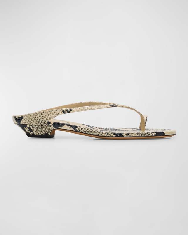 Marion Python-Embossed Slide Sandals