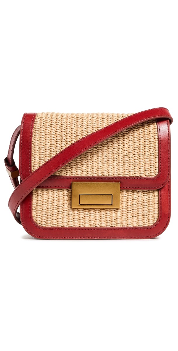 Loeffler Randall Desi Crossbody Bag with Lock Hardware Natural/Red