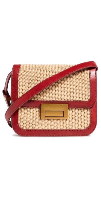 Loeffler Randall Desi Crossbody Bag with Lock Hardware Natural/Red