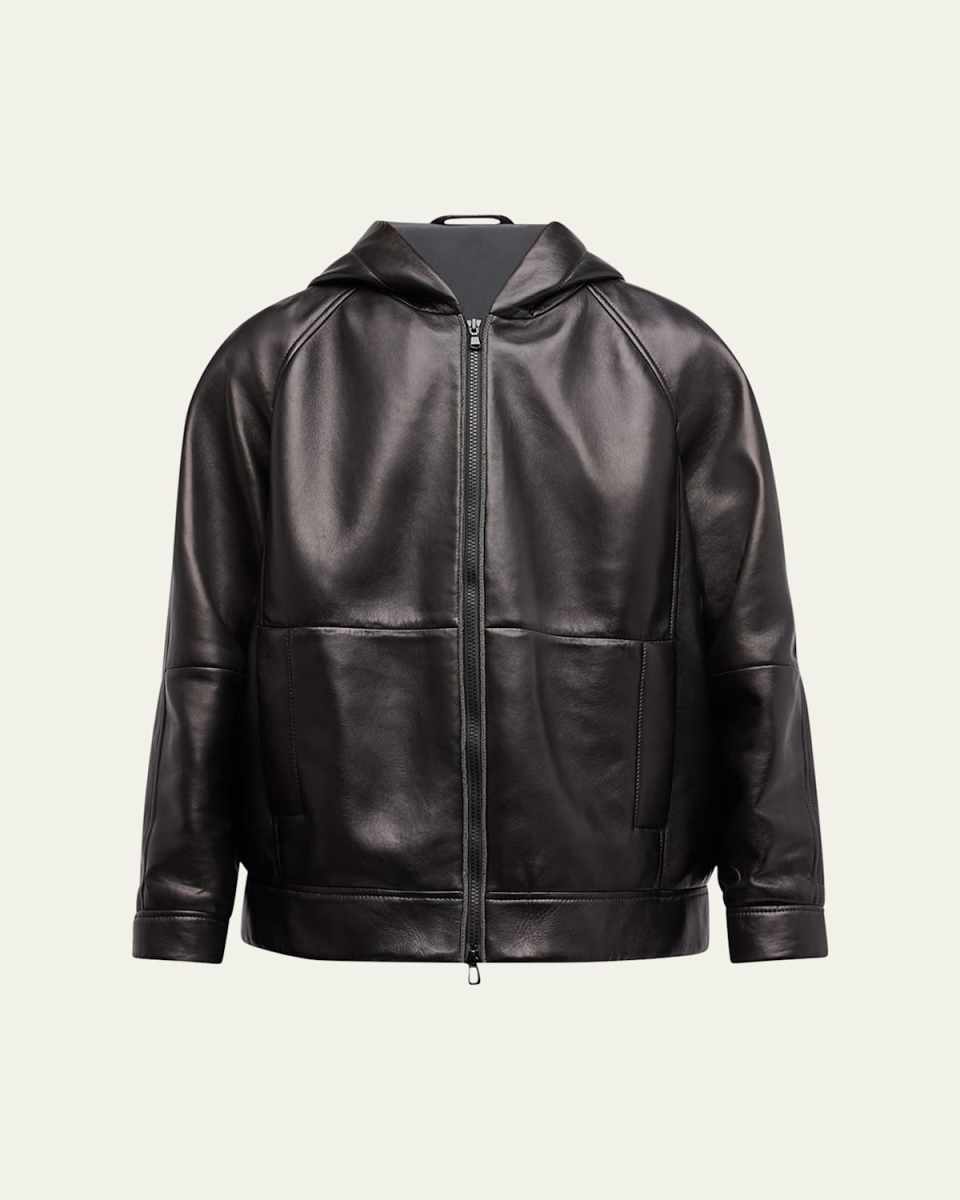 Glove Leather Zip-Up Hooded Jacket
