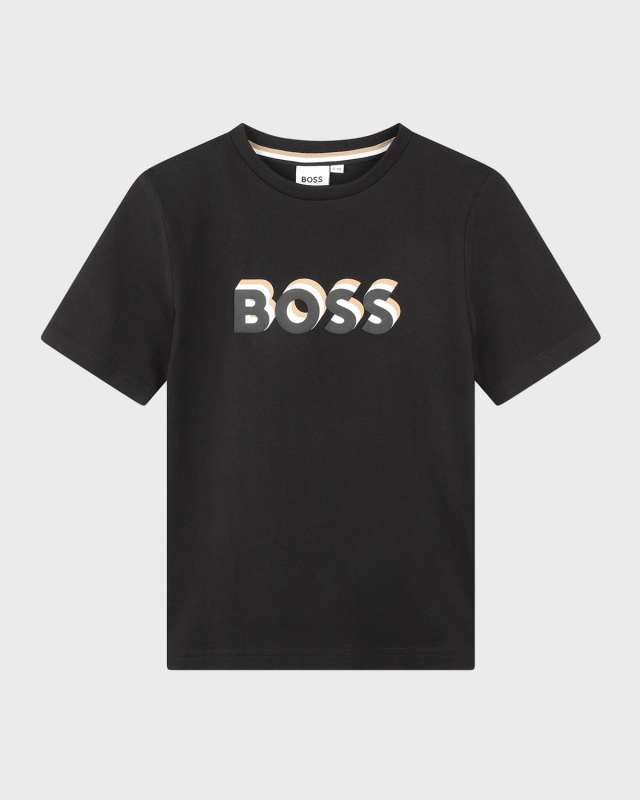Boy's Embossed Logo-Print T-Shirt, Size 6-12