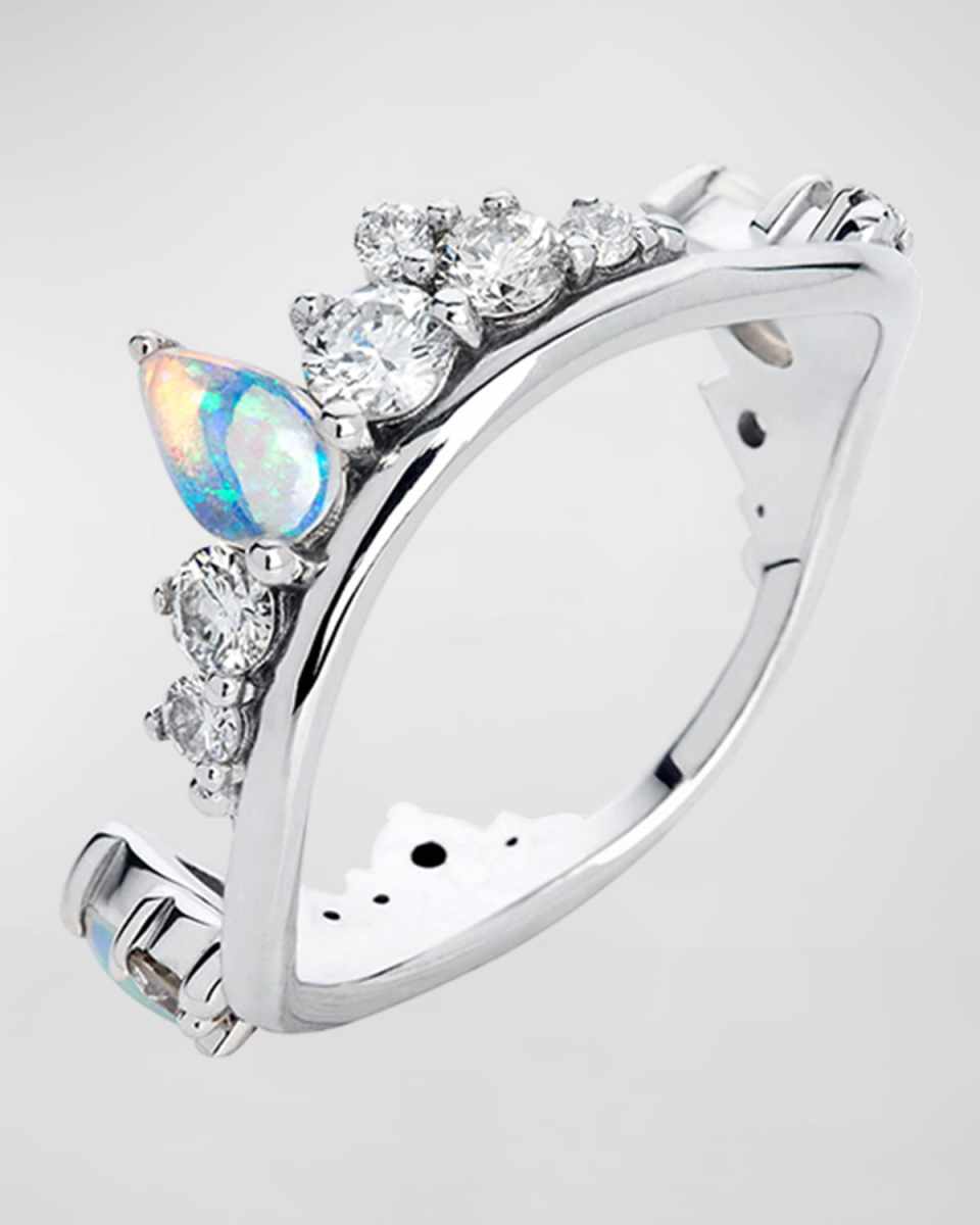 Electric Waves Ring in 18k White Gold, Size 6.75