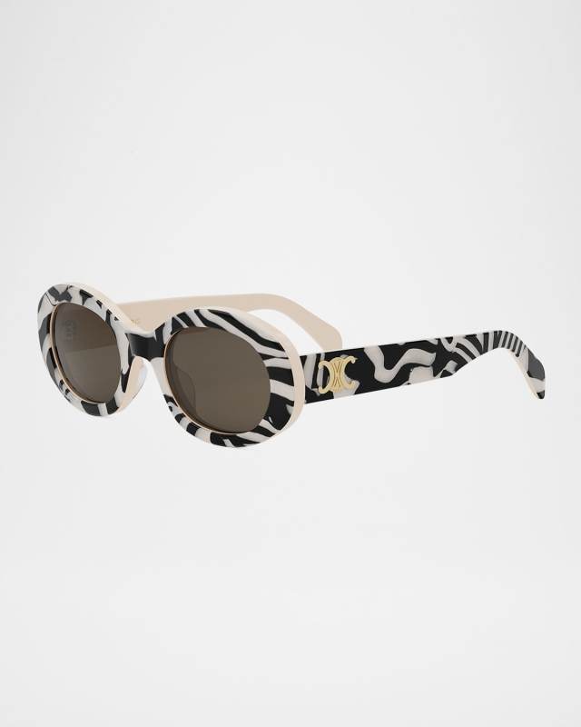 Triomphe Acetate Oval Sunglasses