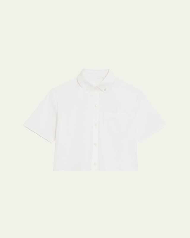 Boxy Button-Front Oxford Shirt