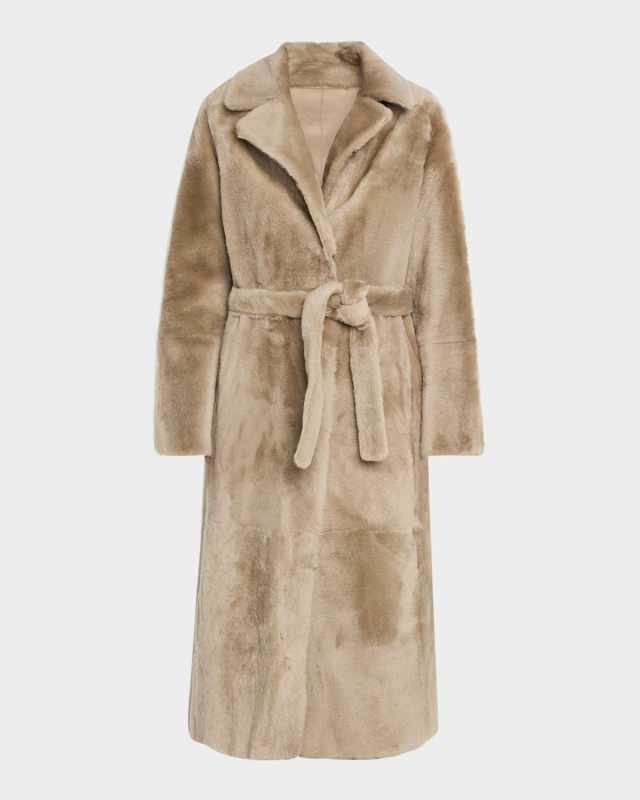 Reversible Belted Shearling Coat