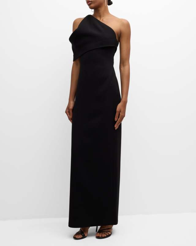The Romee Draped One-Shoulder Column Gown
