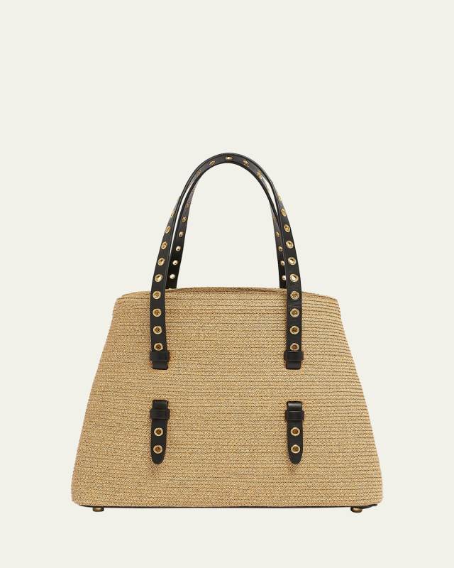 Mina 25 Shoulder Bag in Paper Straw and Leather