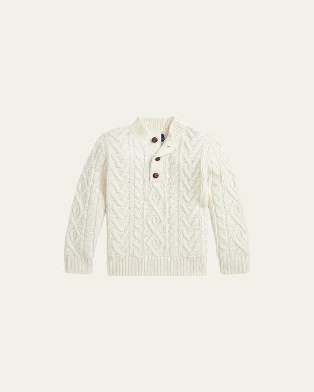 Boy's Cashmere Blend Cable Knit Sweater, Size 2-7