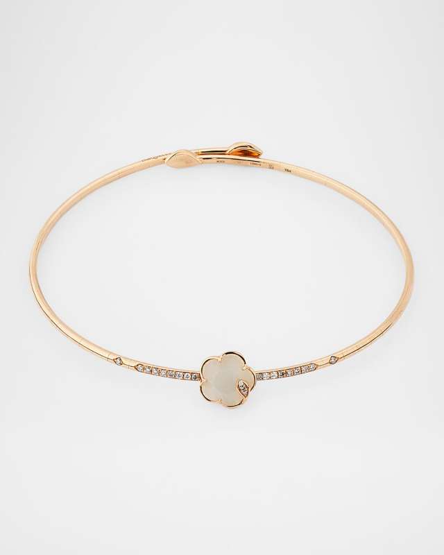Ton Joli 18K Rose Gold Diamond Choker Necklace with Moonstone and Mother-of-Pearl
