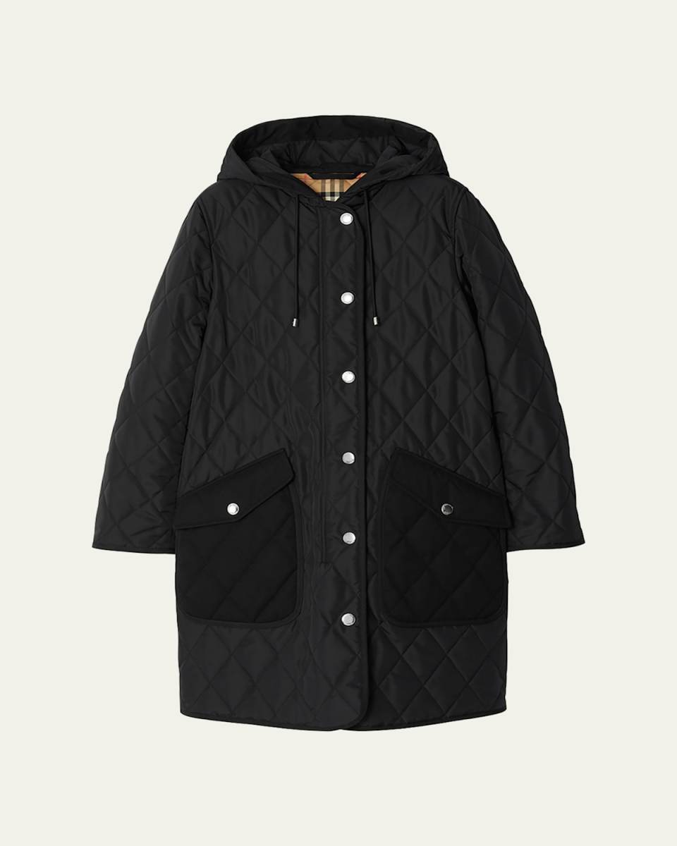 Roxby Quilted Top Coat with Hood