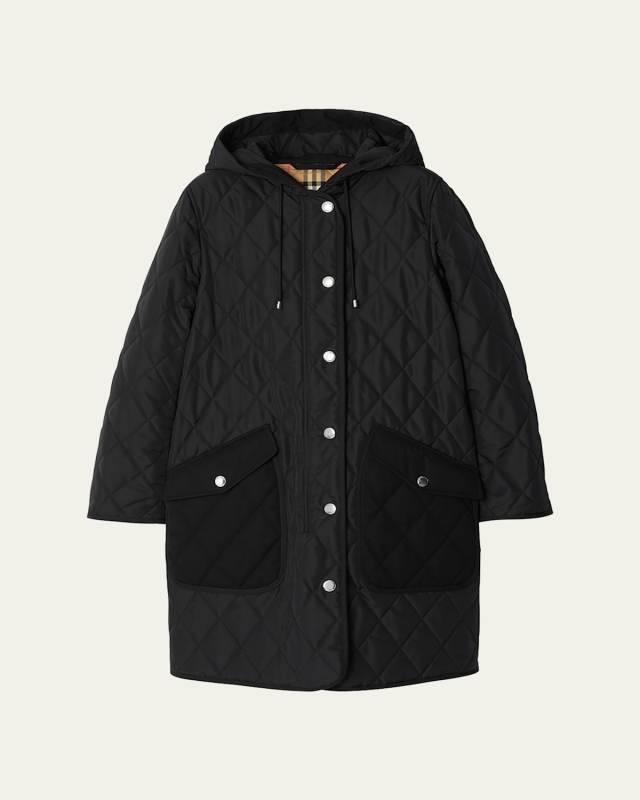 Roxby Quilted Top Coat with Hood