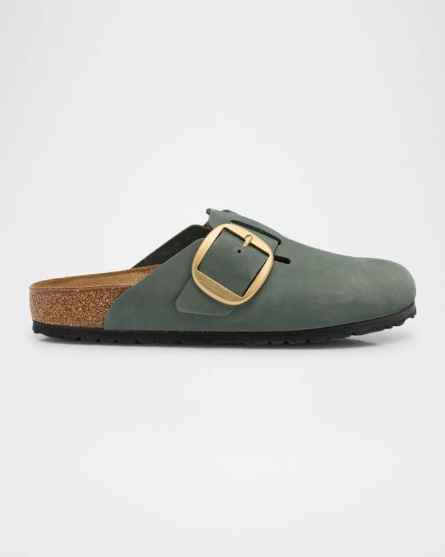 Boston Suede Buckle Clogs