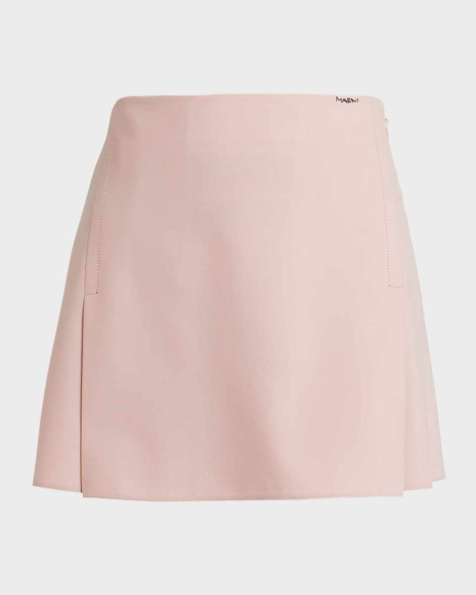 Pleated-Hem Mini Skirt
