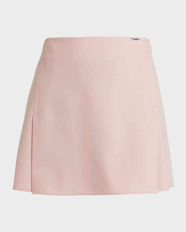 Pleated-Hem Mini Skirt