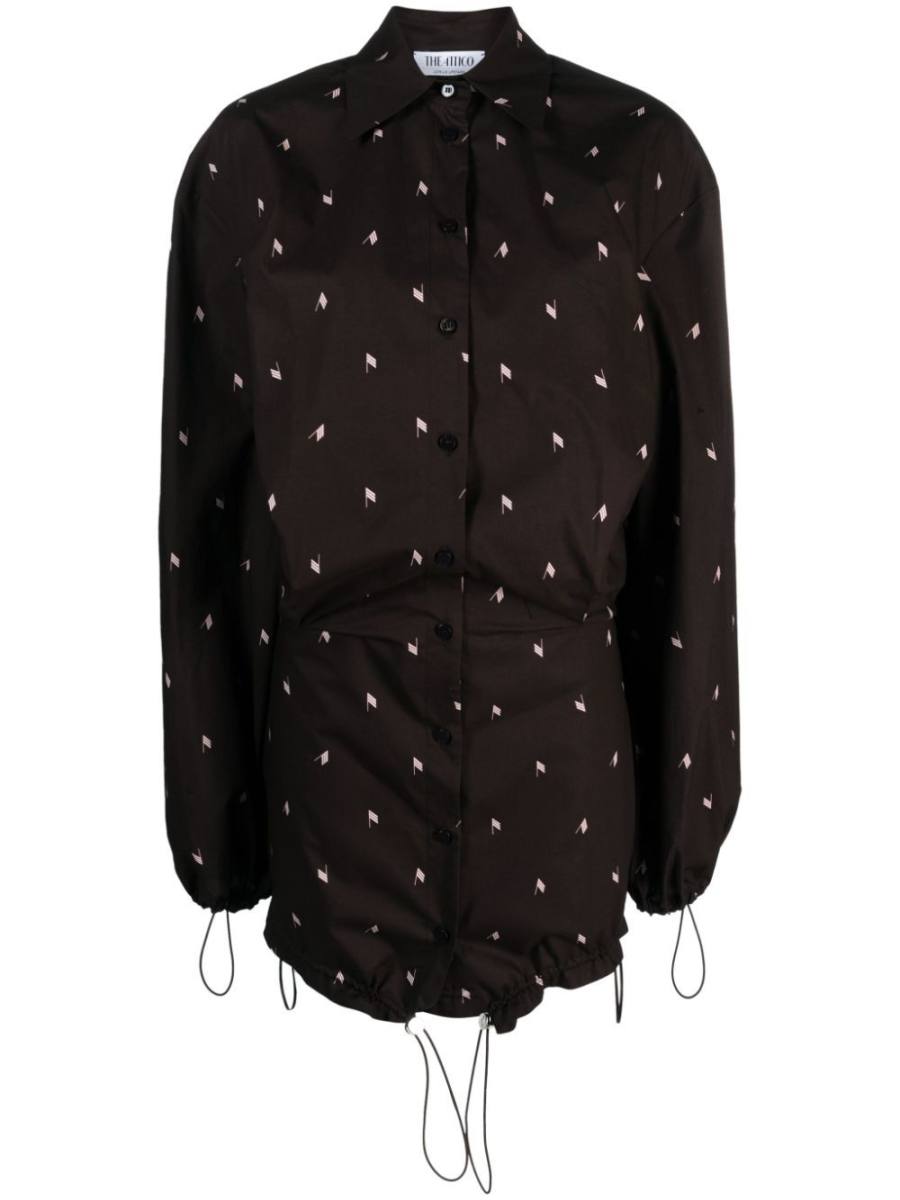 logo-print cotton shirt dress
