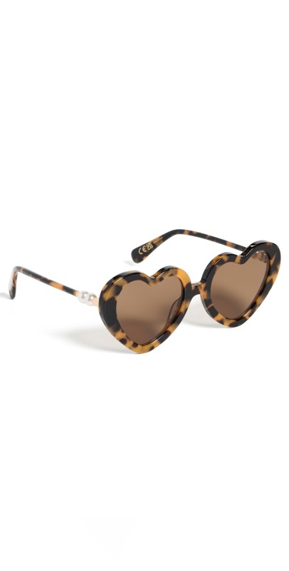 Lele Sadoughi Pearl Sweetheart Sunglasses Tortoise 200