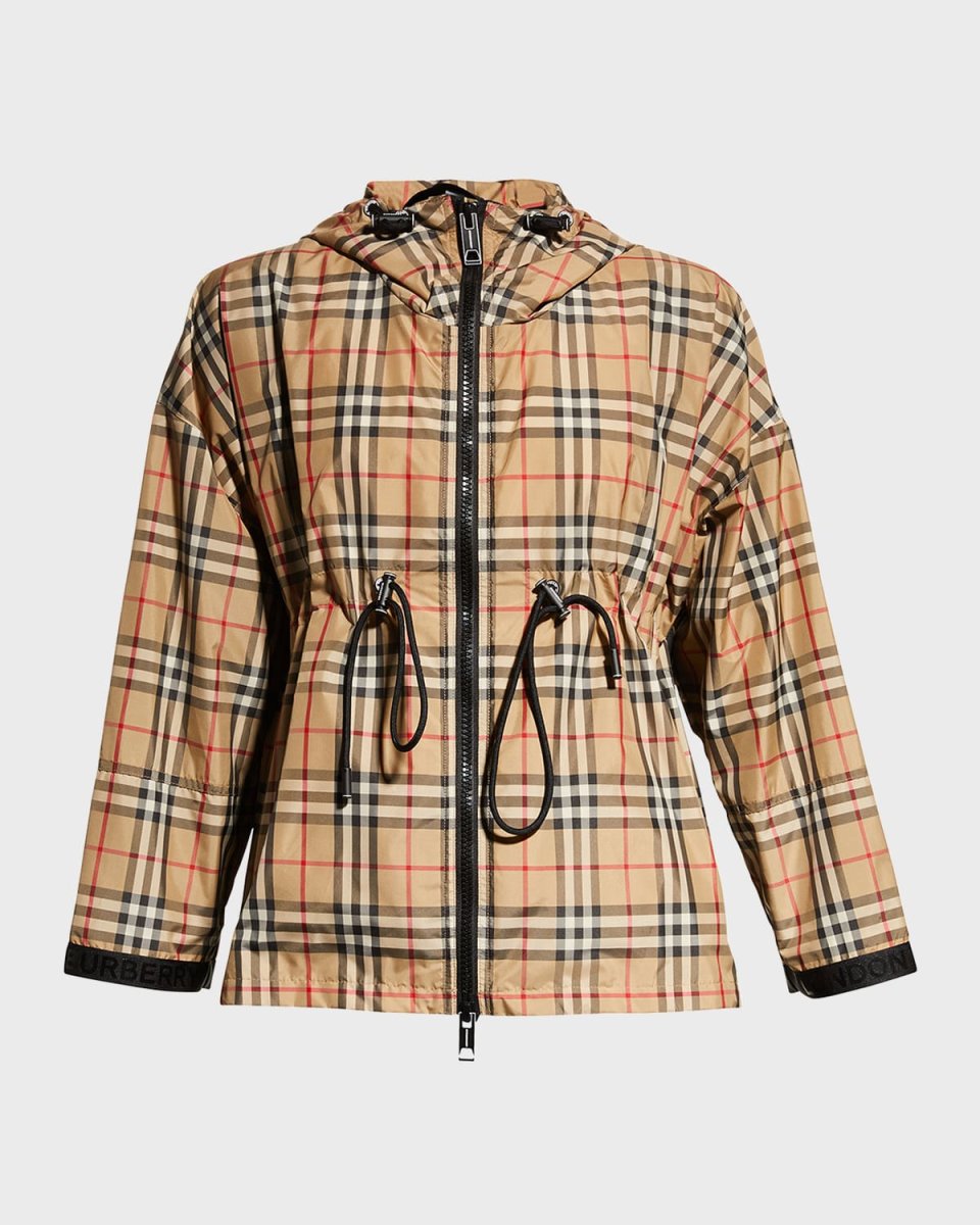 Logo Tape Vintage Check Hooded Jacket