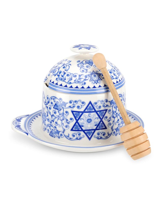 Judaica Honey Pot with Drizzler