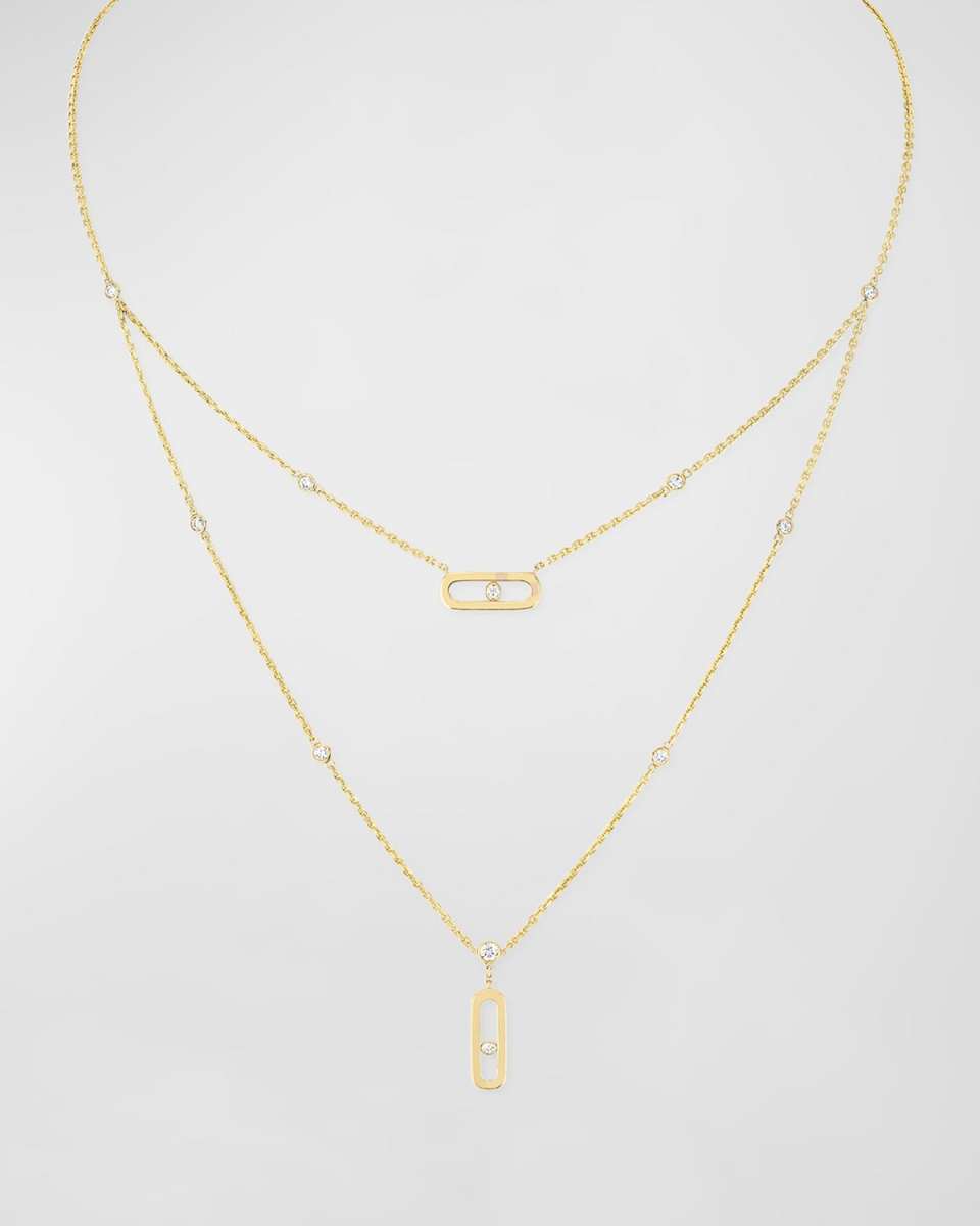 Move Uno 18K Yellow Gold 2-Row Diamond Necklace