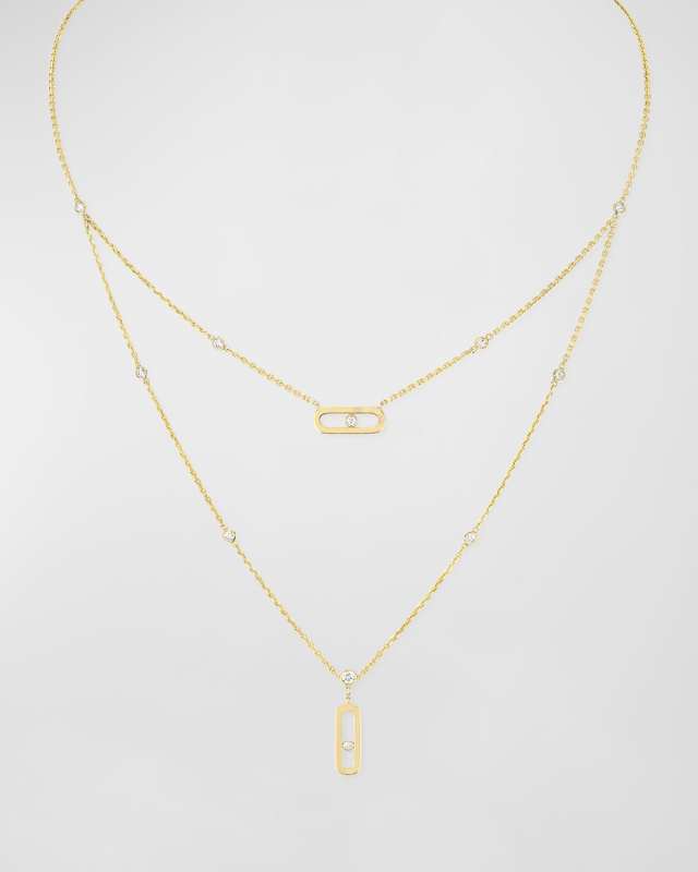 Move Uno 18K Yellow Gold 2-Row Diamond Necklace