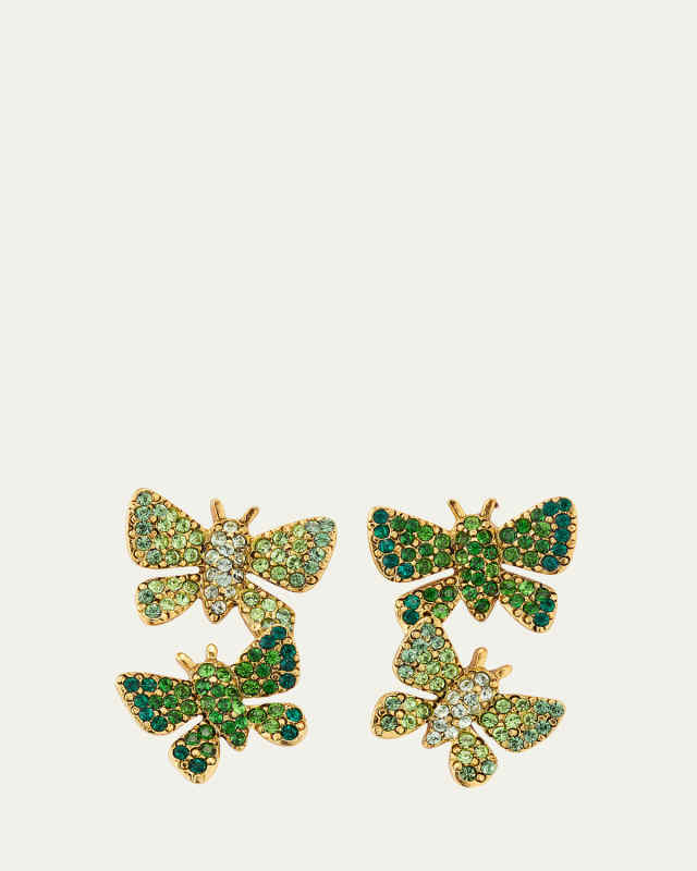 Double Crystal Butterfly Earrings
