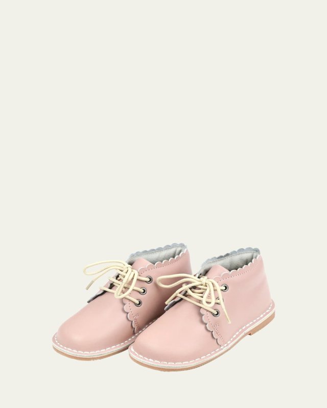Girl's Georgie Scalloped Leather Lace-Up Boots, Baby/Toddler/Kid