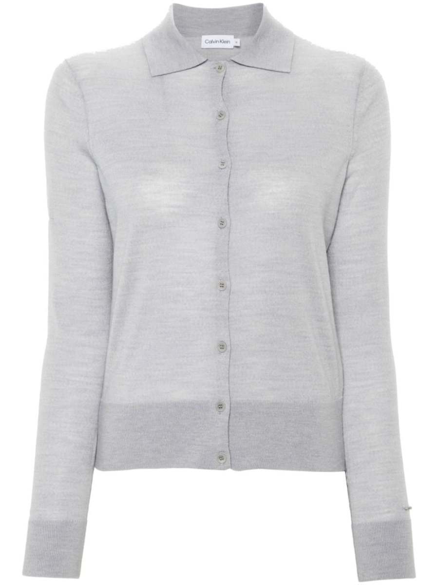 logo-plaque wool cardigan