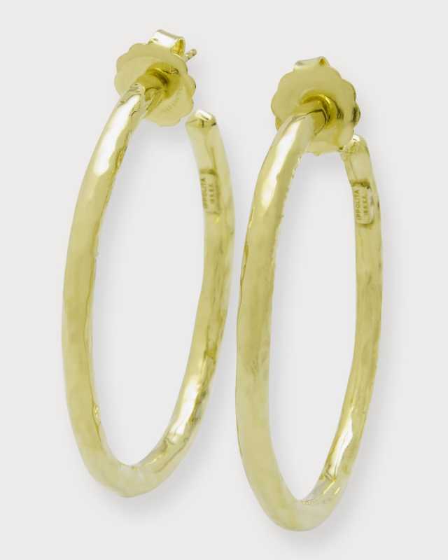 Medium Hammered Hoop Earrings in 18K Gold