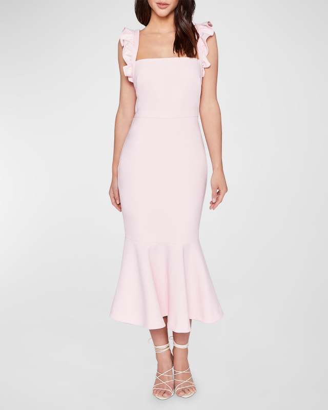 Hara Sleeveless Flounce-Hem Midi Dress