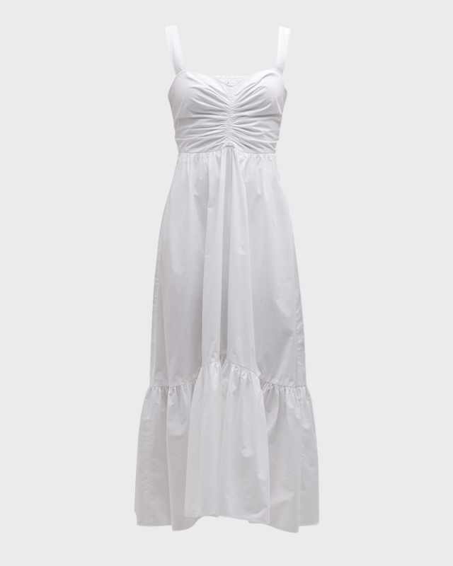 Lilah II Ruched Cotton A-Line Midi Dress