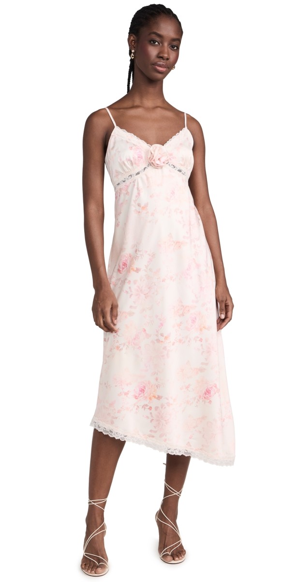 WAYF Lace Trim Slip Dress Vintage Floral