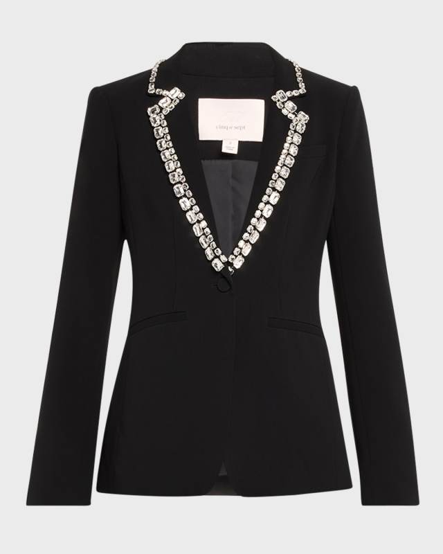 Rhinestone Chain Karlie Crepe Blazer