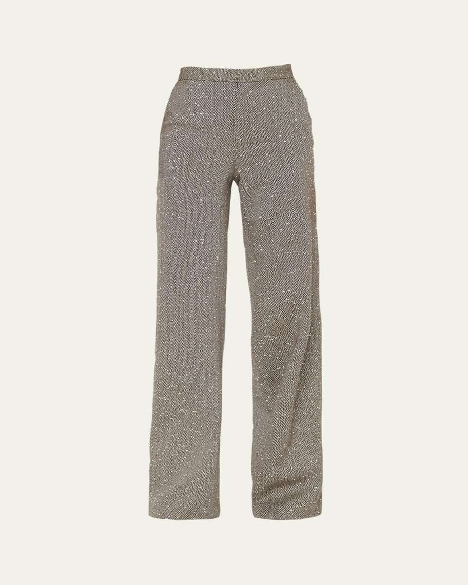Livvy Chevron Straight-Leg Trousers