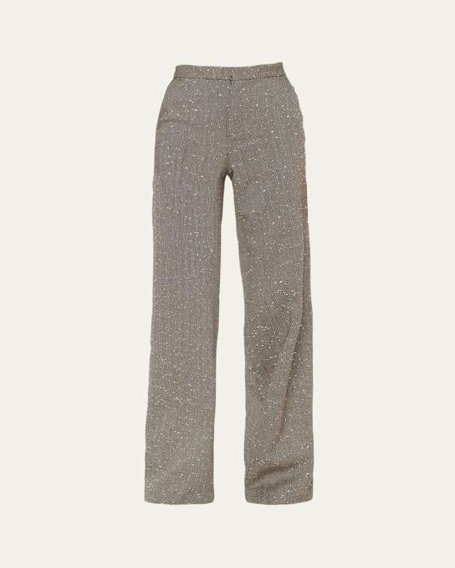 Livvy Chevron Straight-Leg Trousers